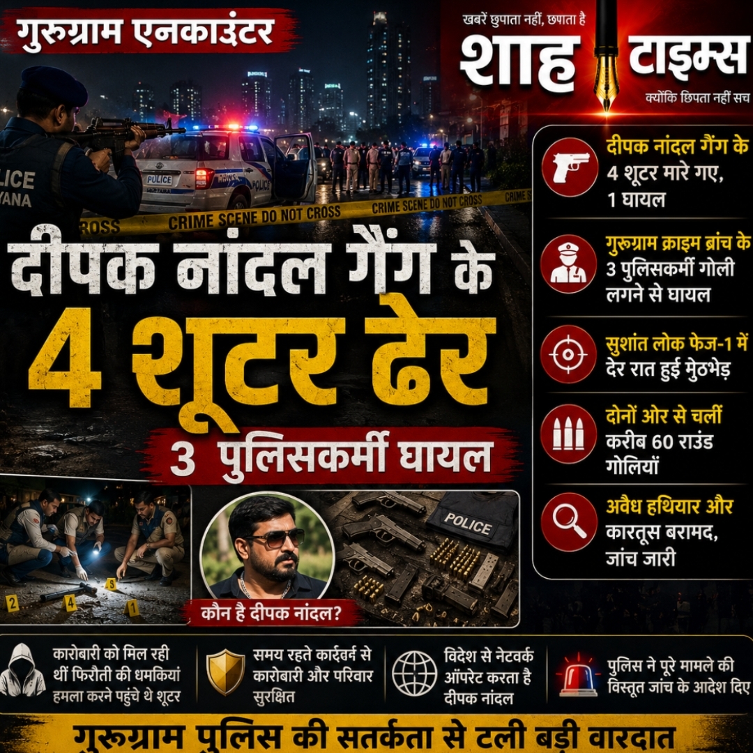गुरुग्राम एनकाउंटर: दीपक नांदल गैंग के चार कथित शूटर ढेर, तीन पुलिसकर्मी घायल