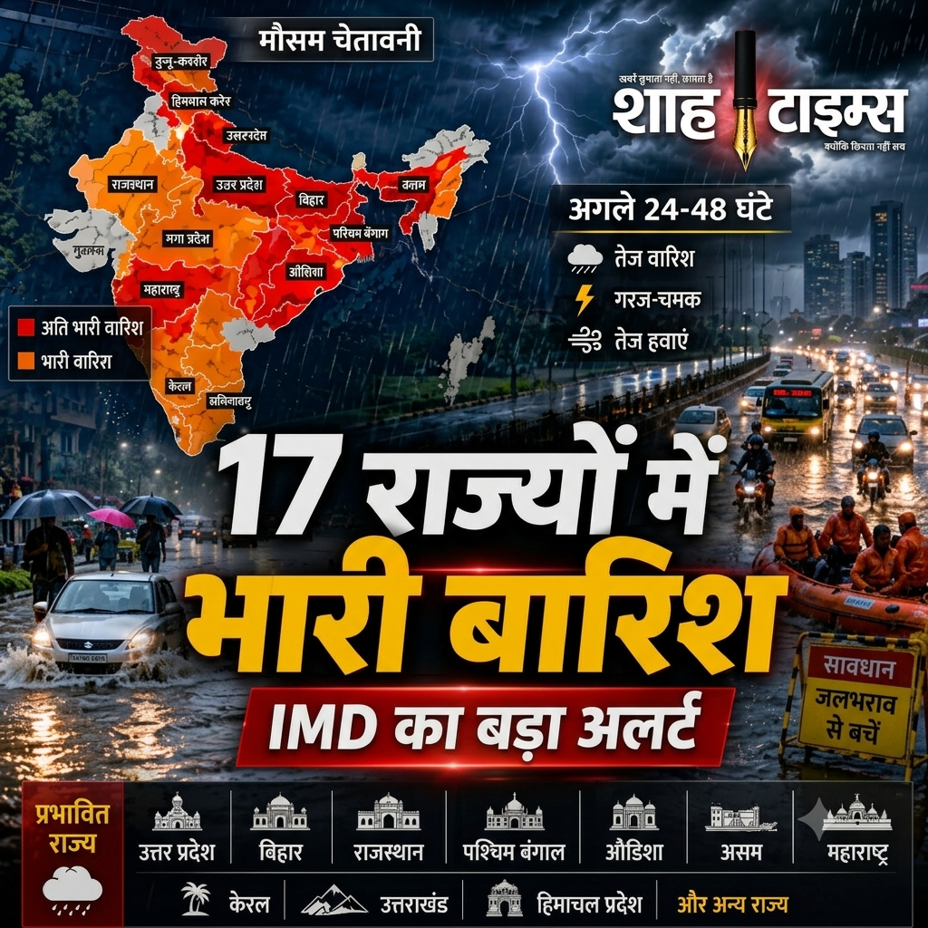 IMD Alert: 17 राज्यों में भारी बारिश का बड़ा अलर्ट जारी