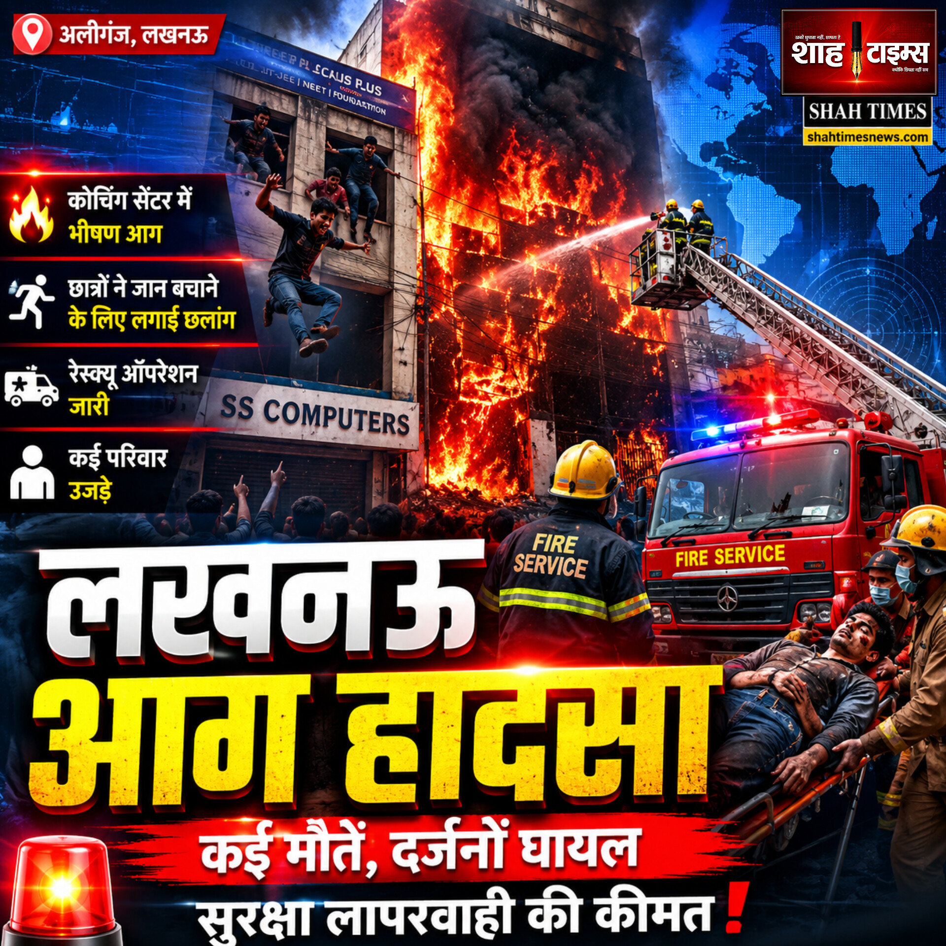 लखनऊ कोचिंग सेंटर आग हादसा: अलीगंज त्रासदी ने सुरक्षा व्यवस्था पर उठाए गंभीर सवाल