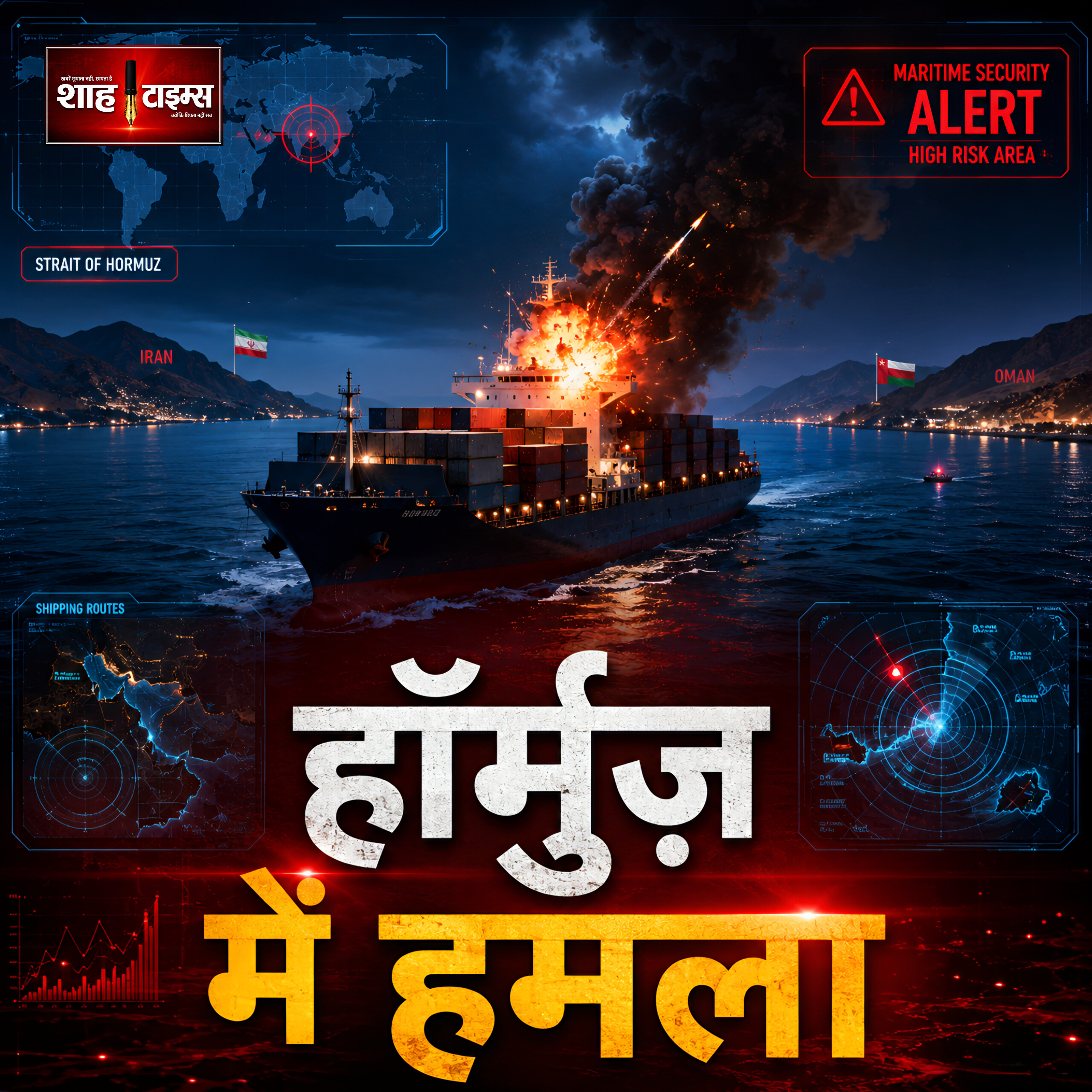 Hormuz Strait में कार्गो जहाज़ पर हमला, वैश्विक समुद्री सुरक्षा पर फिर बढ़ी चिंता