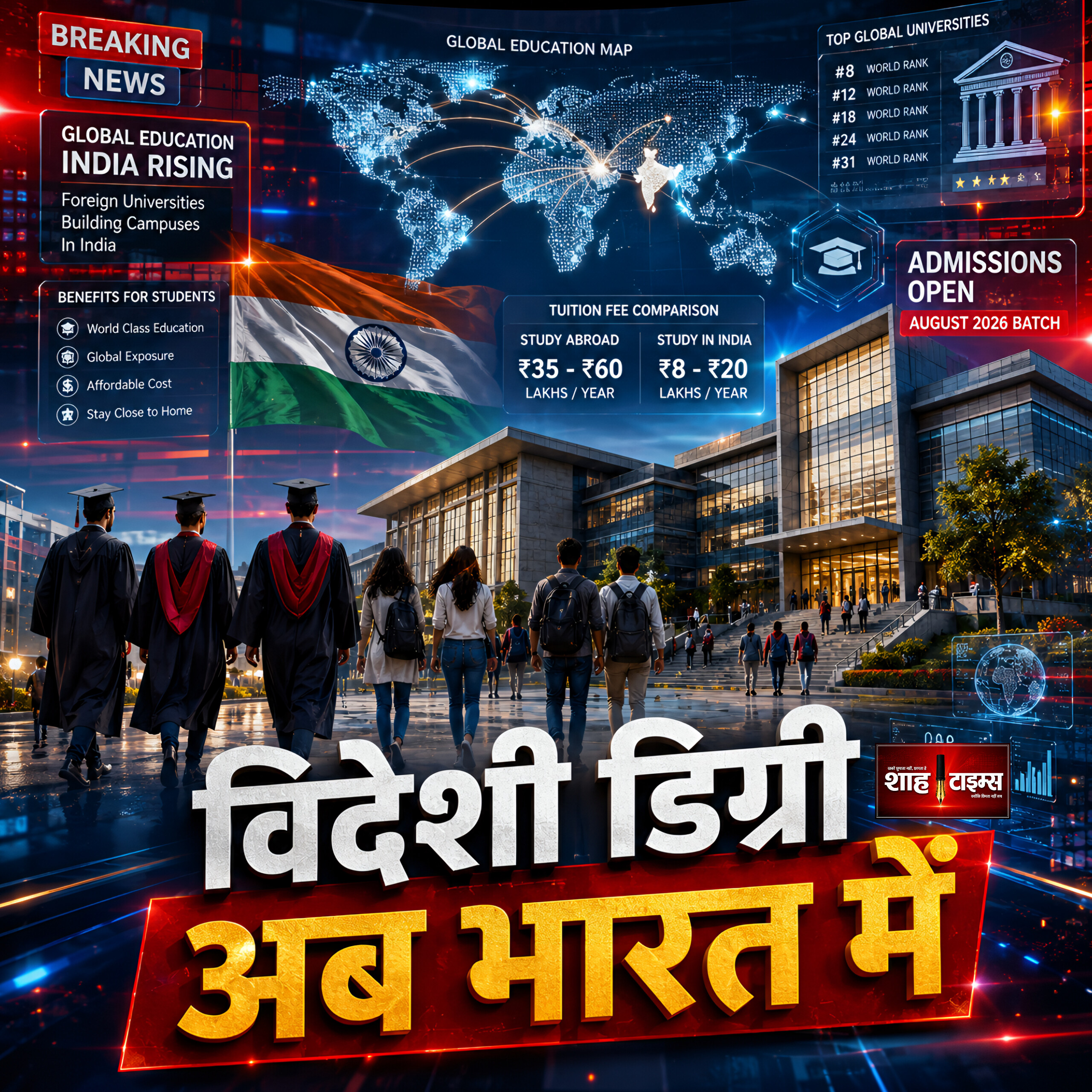विदेशी यूनिवर्सिटी कैंपस से भारत में सस्ती होगी ग्लोबल डिग्री
