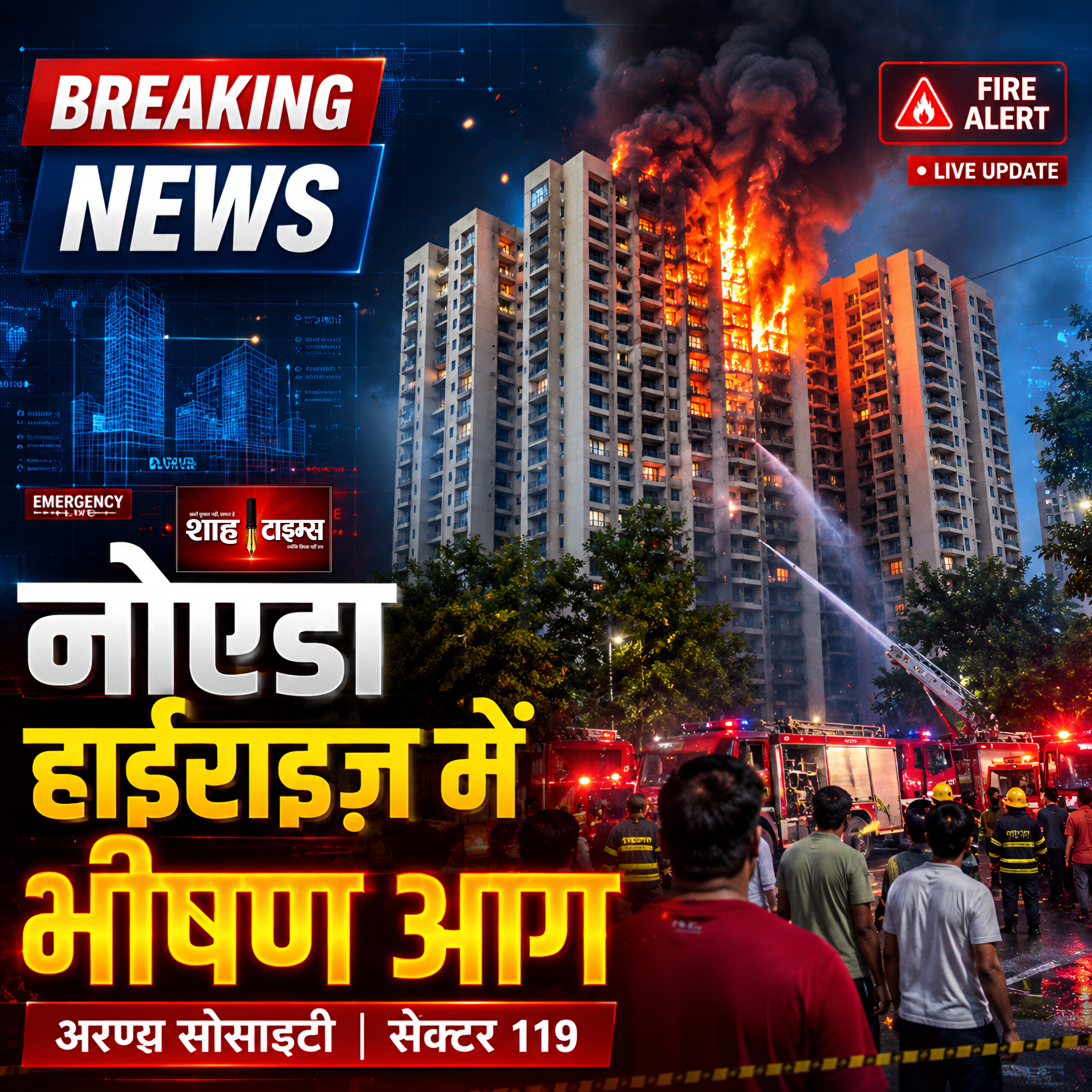 नोएडा हाईराइज़ बिल्डिंग में लगी भीषण आग, Rescue Operation जारी
