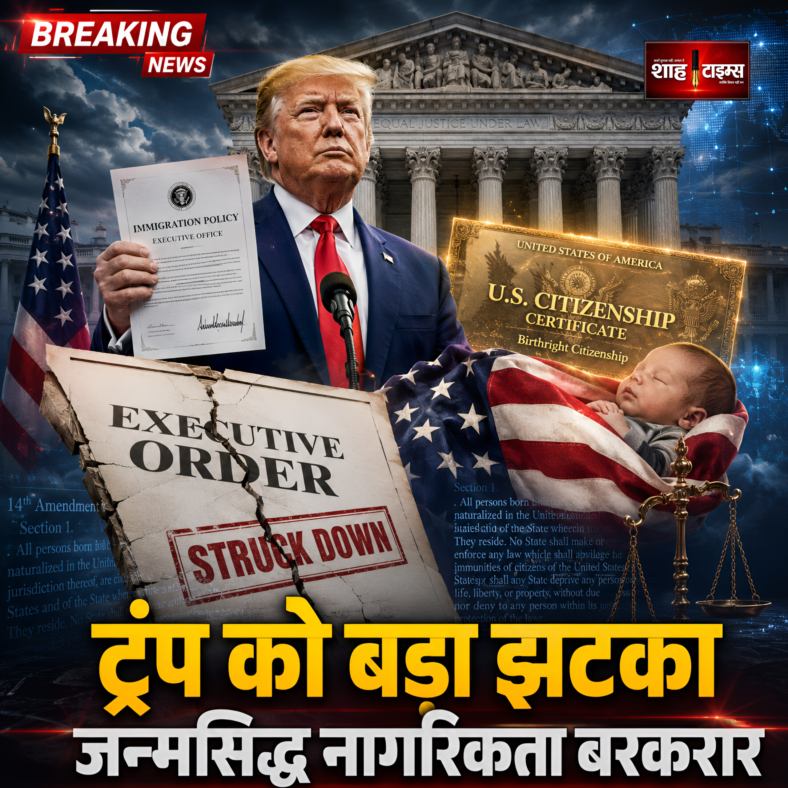अमेरिकी सुप्रीम कोर्ट का बड़ा फैसला, Birthright Citizenship पर ट्रंप को झटका