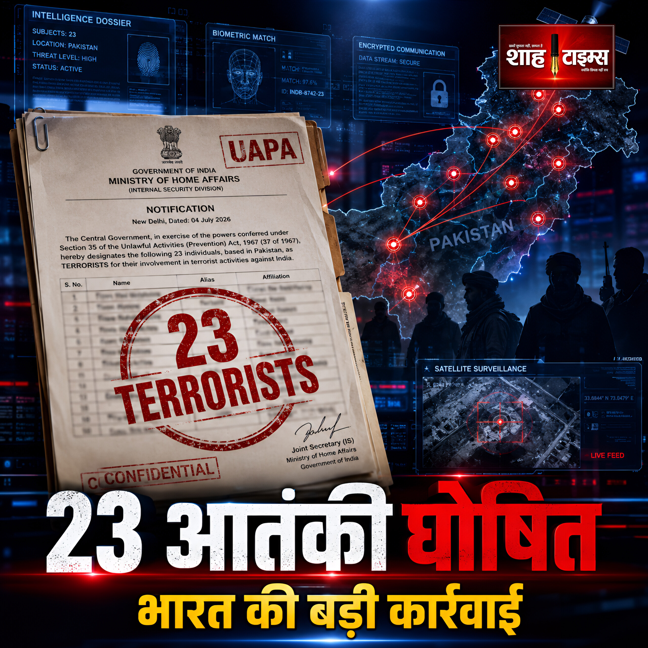 पाकिस्तान के 23 आतंकियों पर भारत की बड़ी कार्रवाई, UAPA list में शामिल