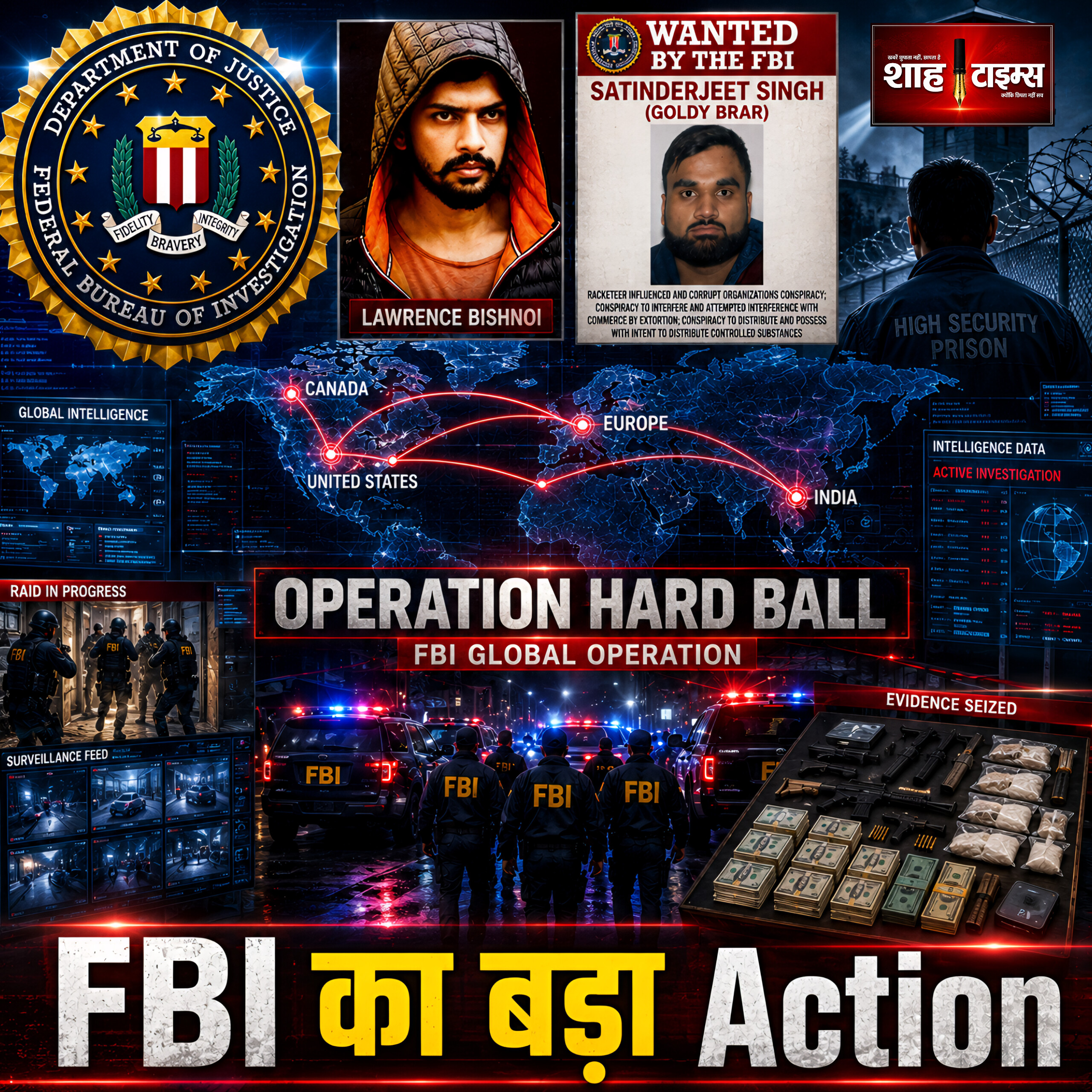 FBI का बड़ा एक्शन, लॉरेंस बिश्नोई-गोल्डी बराड़ नेटवर्क पर वैश्विक शिकंजा