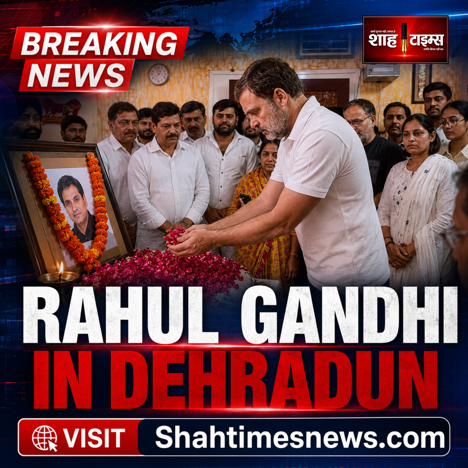 देहरादून पहुंचते ही राहुल गांधी का पहला कदम, अमर मेहता को दी श्रद्धांजलि