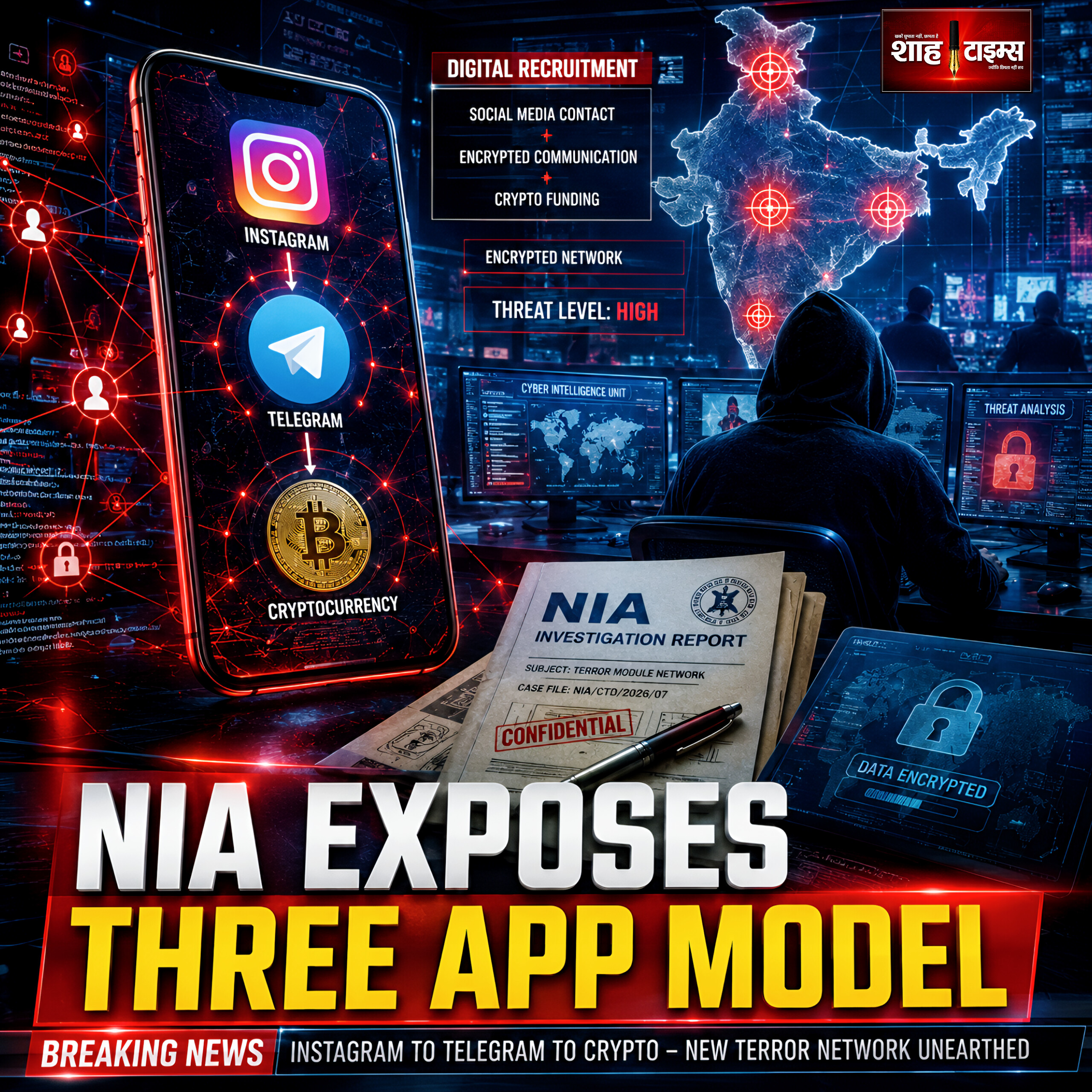 NIA का Three-App Model का खुलासा, सोशल मीडिया से आतंकियों की नई भर्ती रणनीति