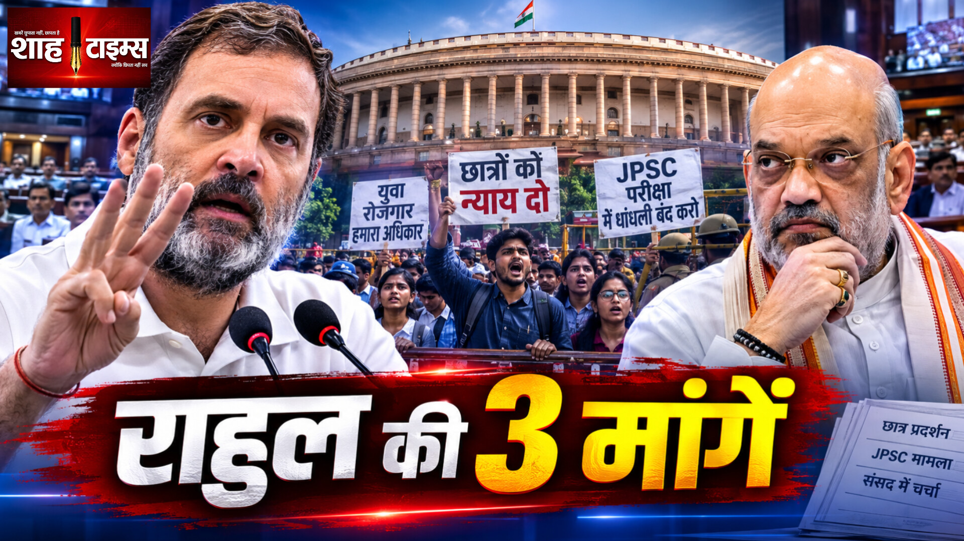 राहुल गांधी की 3 मांगें, अमित शाह से जवाबदेही,छात्रों पर कार्रवाई से संसद तक संग्राम