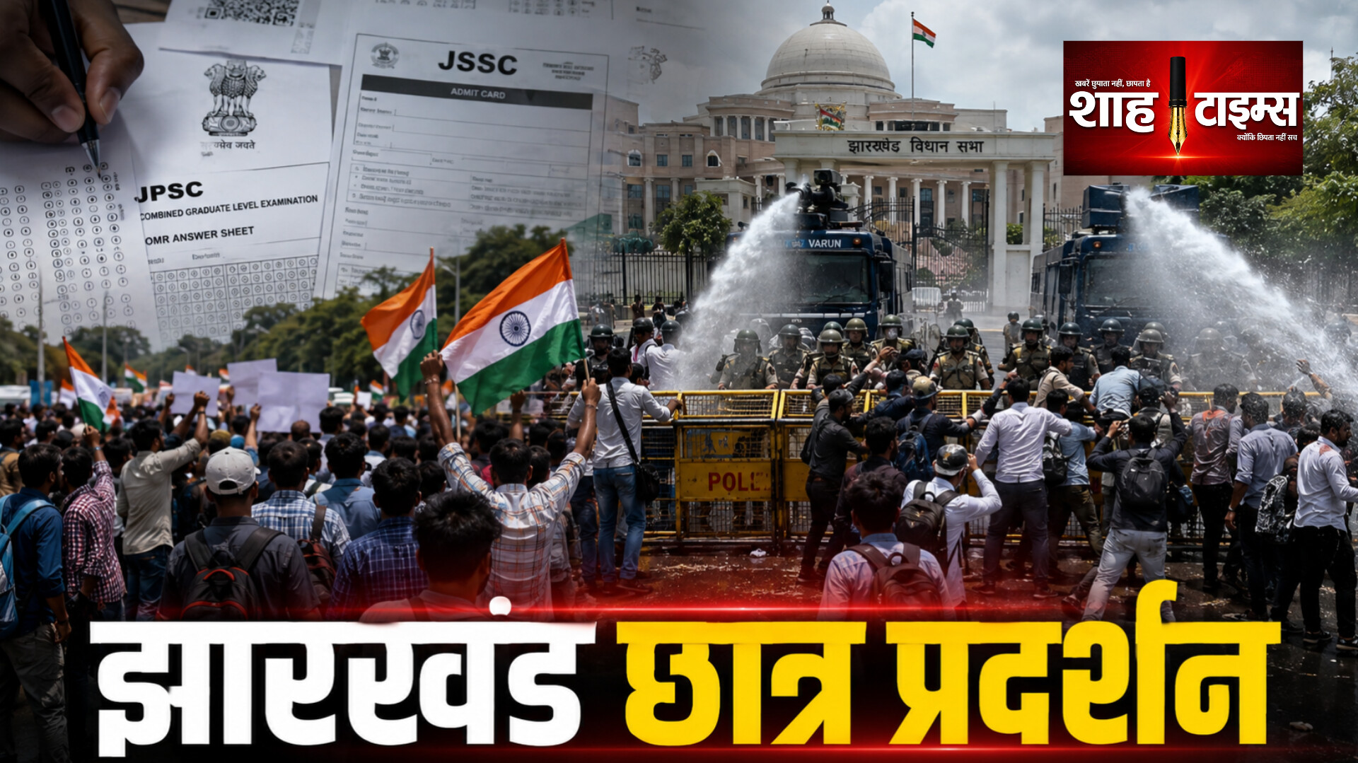 झारखंड छात्र प्रदर्शन: विधानसभा मार्च पर वाटर कैनन