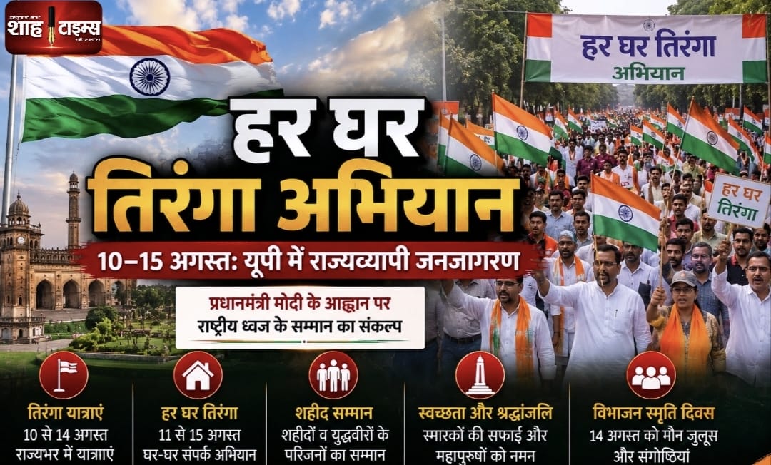 हर घर तिरंगा अभियान: यूपी भाजपा 10–15 अगस्त तक चलाएगी राज्यव्यापी जनजागरण अभियान