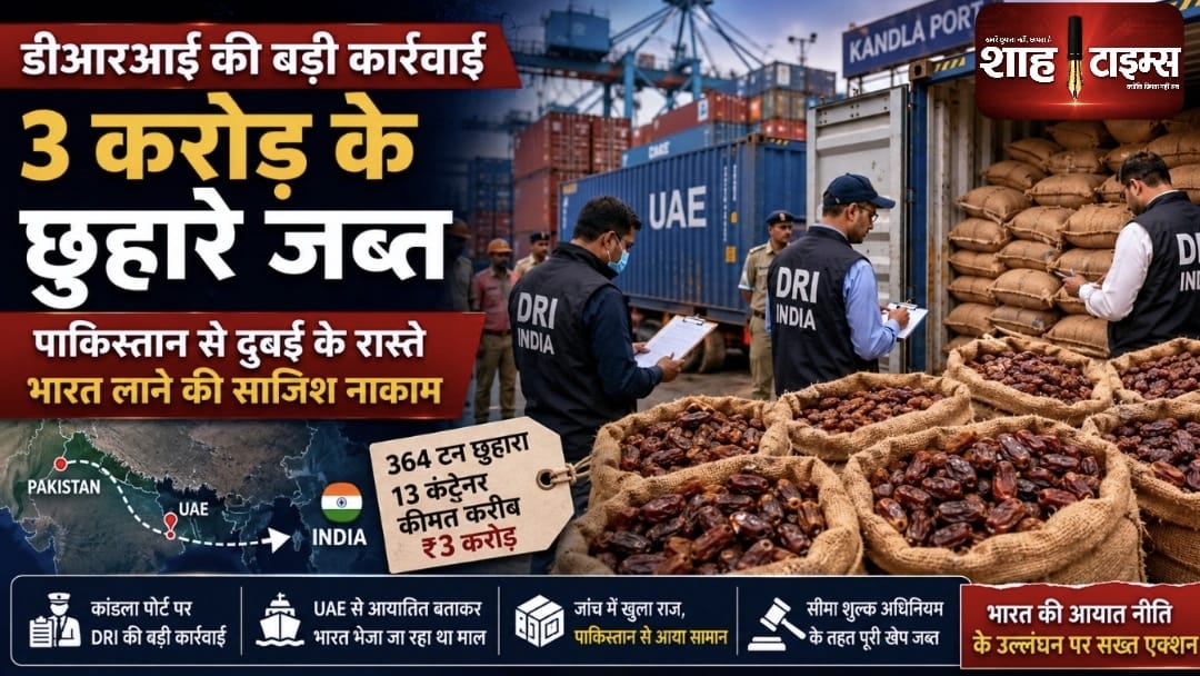 डीआरआई की बड़ी कार्रवाई: पाकिस्तान से दुबई के रास्ते भारत लाई जा रही 3 करोड़ की छुहारे की खेप जब्त