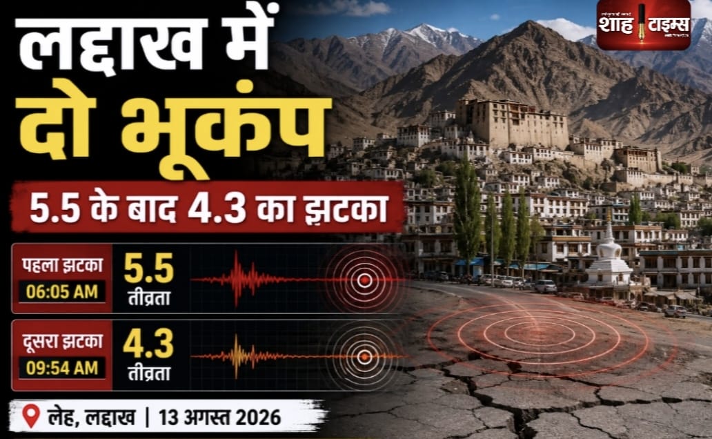 लद्दाख में दो बार कांपी धरती, 5.5 के बाद 4.3 तीव्रता का भूकंप