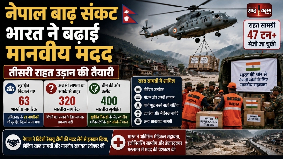 नेपाल बाढ़ संकट: भारत ने बढ़ाई मानवीय मदद, 320 भारतीय अब भी लापता