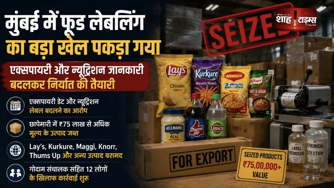 मुंबई में फूड लेबलिंग का कथित खेल, एक्सपायरी डेट बदलने के आरोप में ₹75 लाख से ज्यादा का माल जब्त