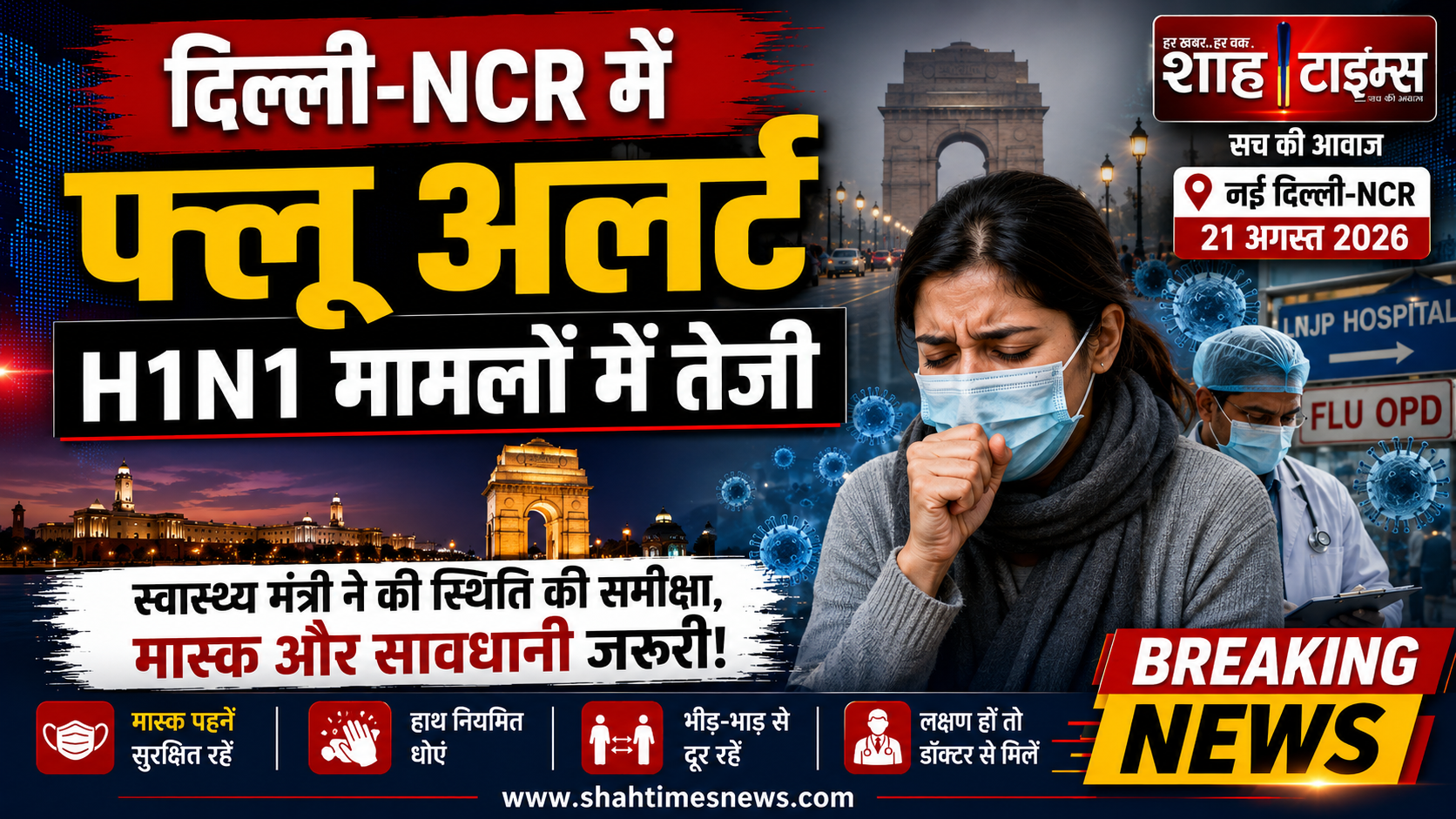 दिल्ली-NCR में H1N1 का बढ़ता खतरा, स्वास्थ्य मंत्री ने की समीक्षा