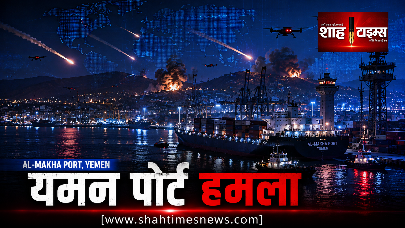 यमन पोर्ट हमला: हूती ड्रोन-मिसाइल अटैक तेज