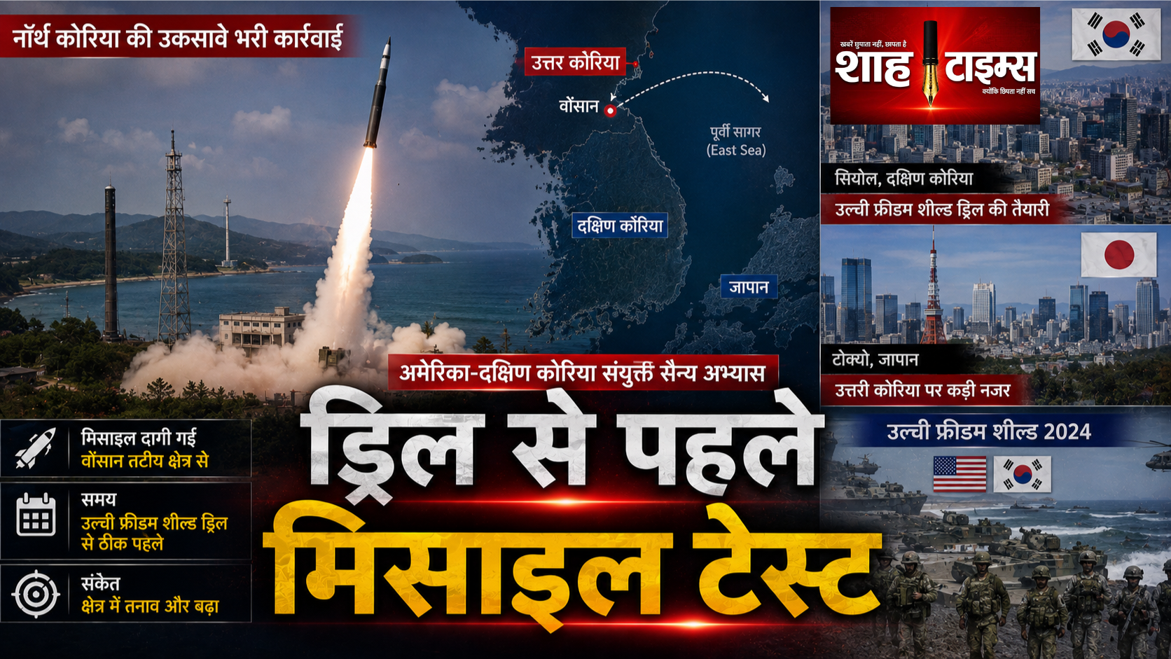 उत्तर कोरिया ने बैलिस्टिक मिसाइल दागी, US-दक्षिण कोरिया ड्रिल से पहले तनाव