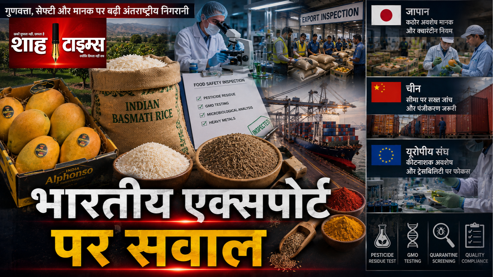 भारतीय कृषि एक्सपोर्ट पर सवाल, जापान-चीन से यूरोप तक बढ़ी सख्ती