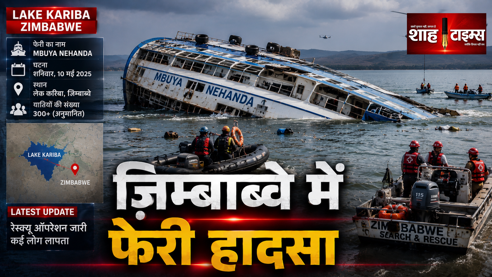 ज़िम्बाब्वे में फेरी पलटी, 15 की मौत, 27 लोग लापता