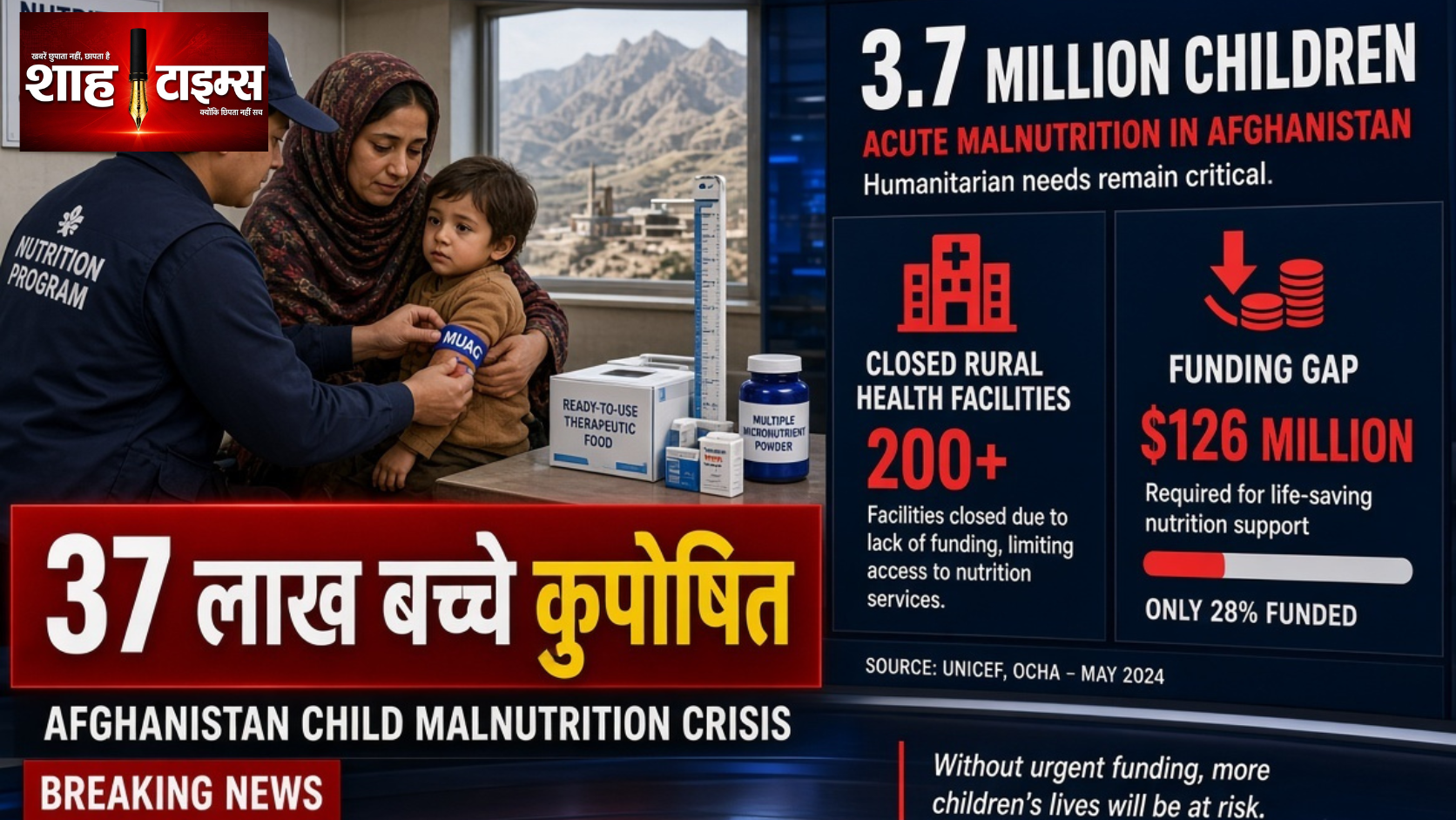 अफगानिस्तान में 37 लाख बच्चों पर कुपोषण का संकट