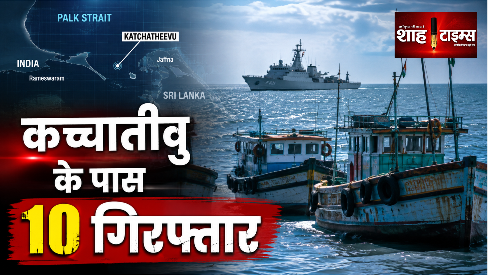 कच्चातीवु के पास श्रीलंकाई नौसेना ने 10 तमिलनाडु मछुआरों को पकड़ा