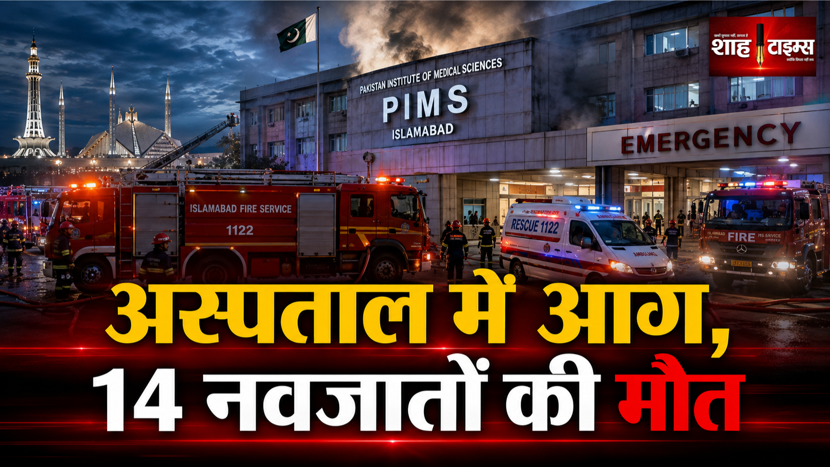 इस्लामाबाद अस्पताल में भीषण आग, 14 नवजातों की मौत