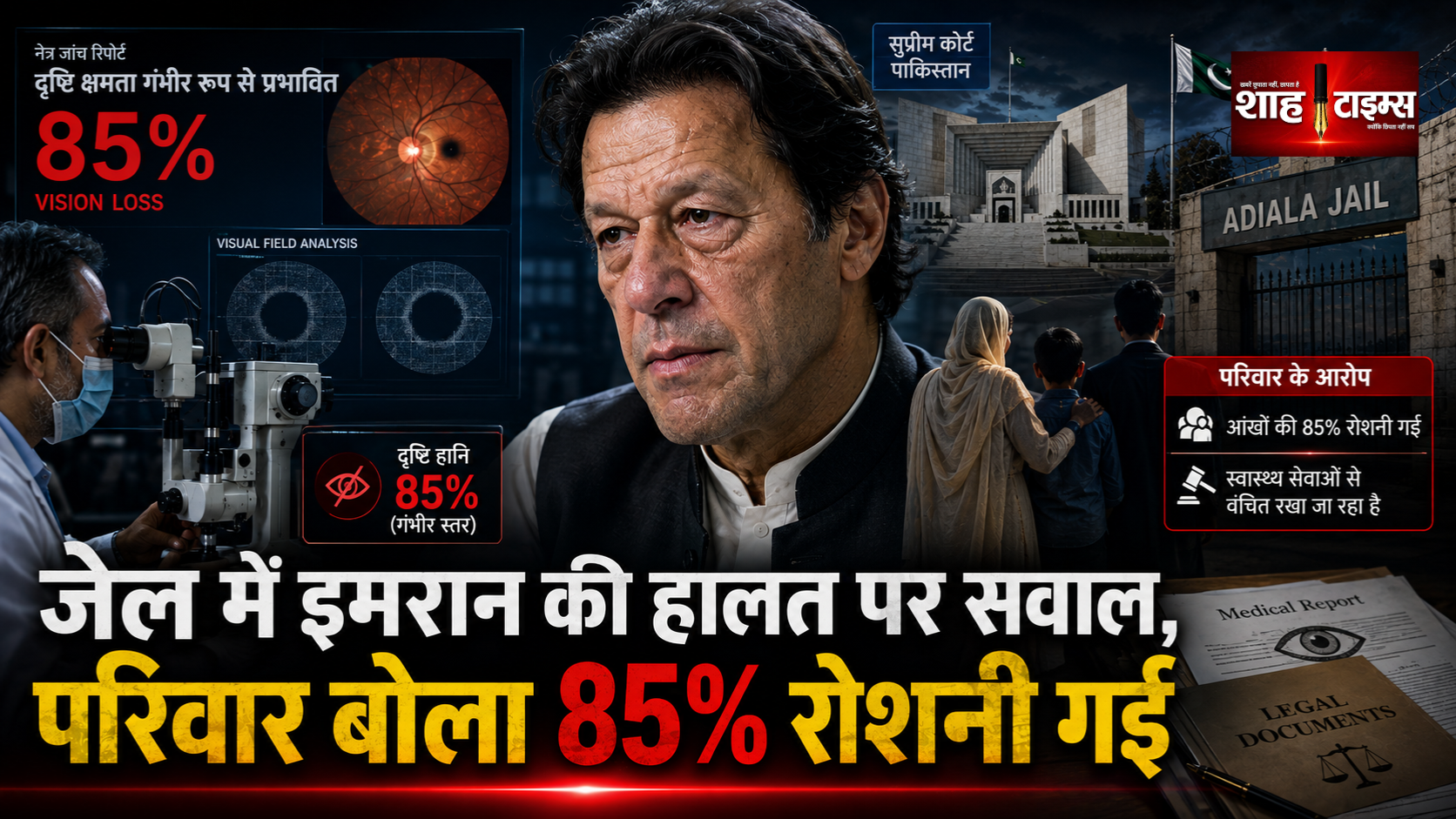 इमरान खान की हालत पर परिवार का दावा, 85% आंखों की रोशनी गई
