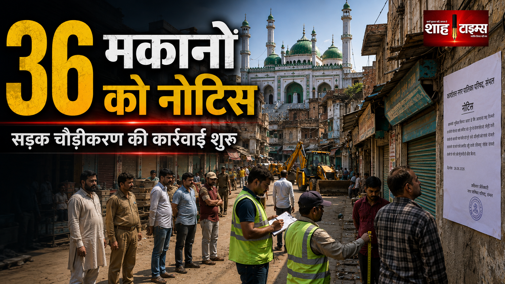 संभल जामा मस्जिद के पास 36 मकानों-दुकानों को नोटिस