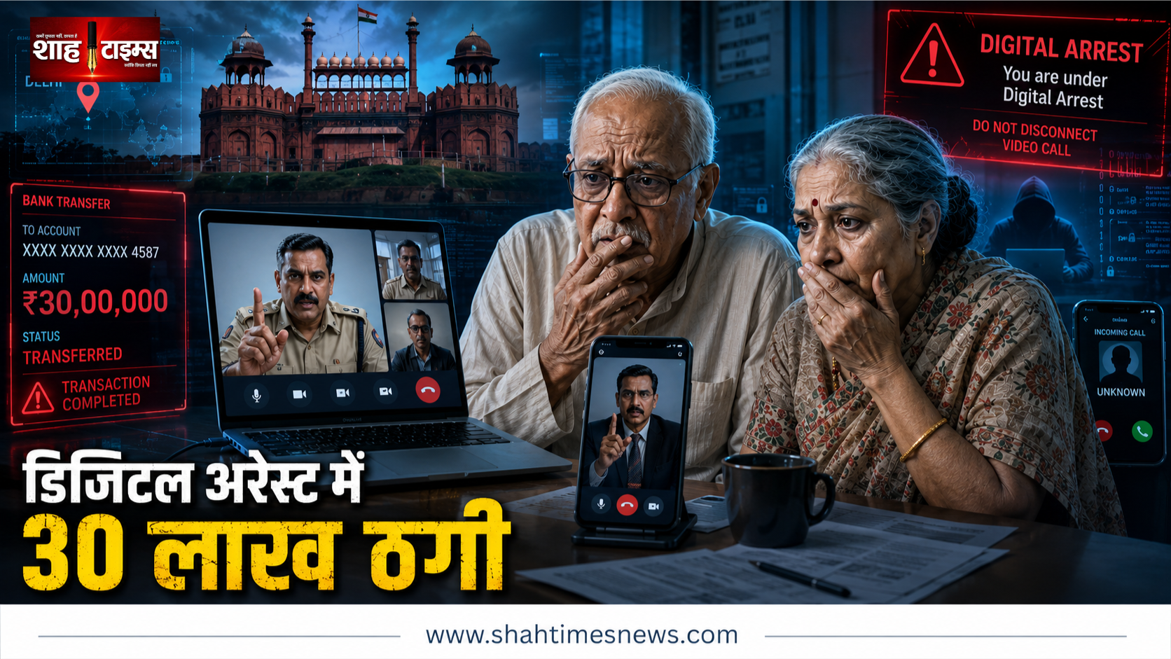 लाल किले के ब्लास्ट में फंसाने की धमकी, बुजुर्ग दंपति से डिजिटल अरेस्ट के नाम पर 30 लाख ठगे