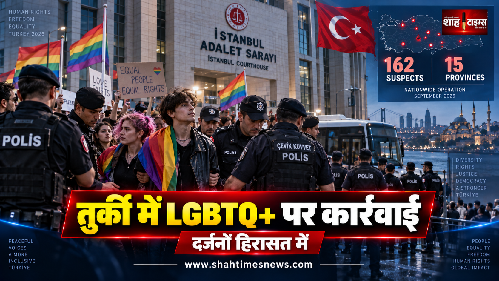 तुर्की में LGBTQ+ कार्यकर्ताओं पर बड़ी कार्रवाई, दर्जनों हिरासत में, 162 लोगों पर जांच