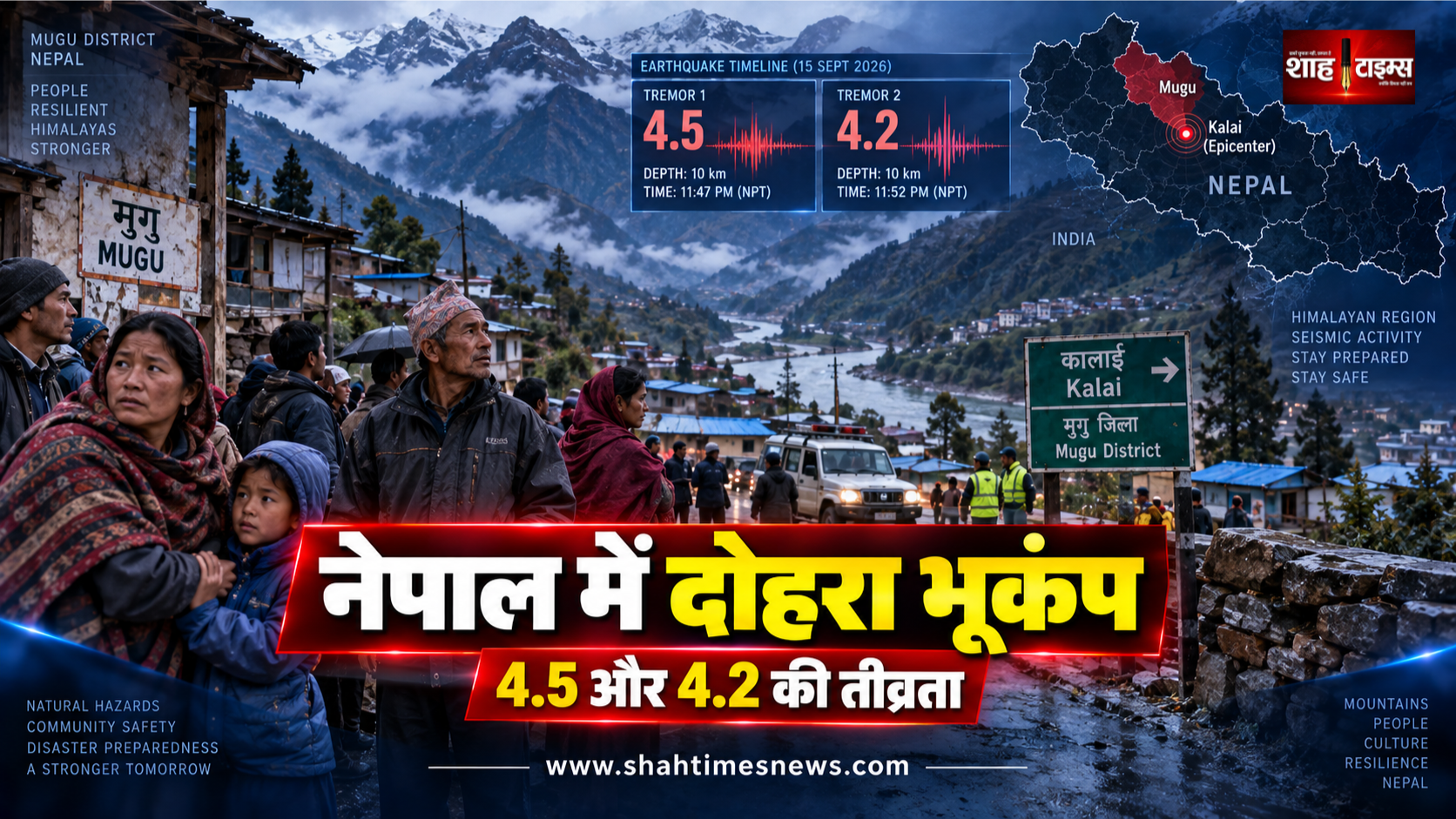 नेपाल में ढाई घंटे के भीतर दो भूकंप, 4.5 और 4.2 की तीव्रता से कांपी धरती