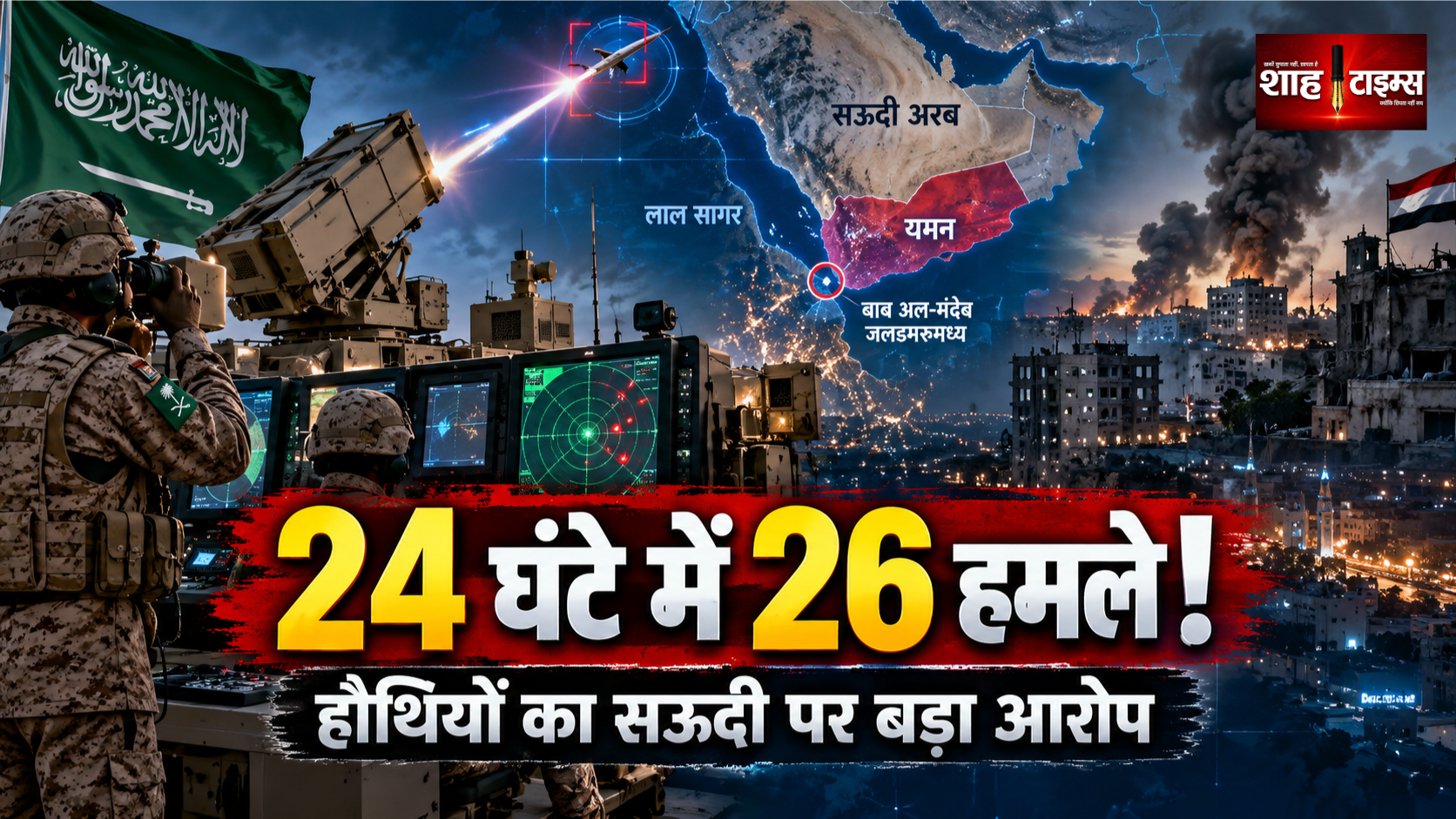 हौथी समूह ने सऊदी अरब पर अपने नियंत्रण वाले इलाकों में 24 घंटे के दौरान 26 हवाई हमले करने का आरोप लगाया है।