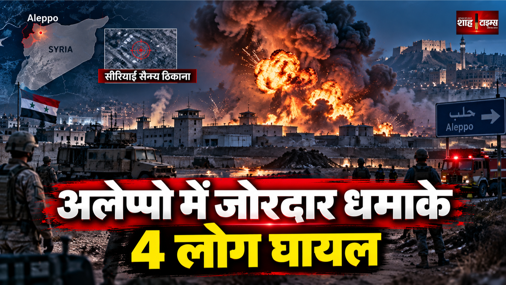 सीरिया में फिर सैन्य ठिकाना बना धमाकों का केंद्र, अलेप्पो के पास 4 लोग घायल