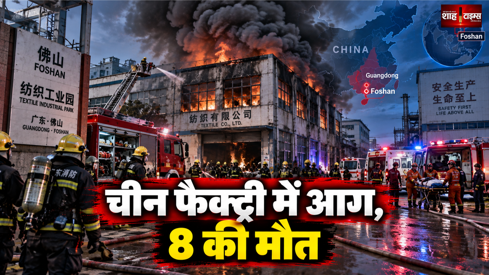 टेक्सटाइल फैक्ट्री में भीषण आग, 8 लोगों की मौत और 1 घायल