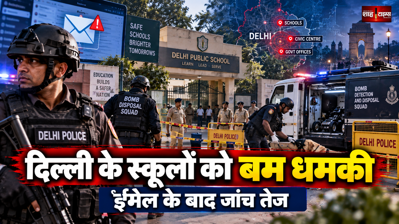 दिल्ली के 6 स्कूलों को बम की धमकी, ईमेल के बाद पुलिस और बम दस्ते की जांच