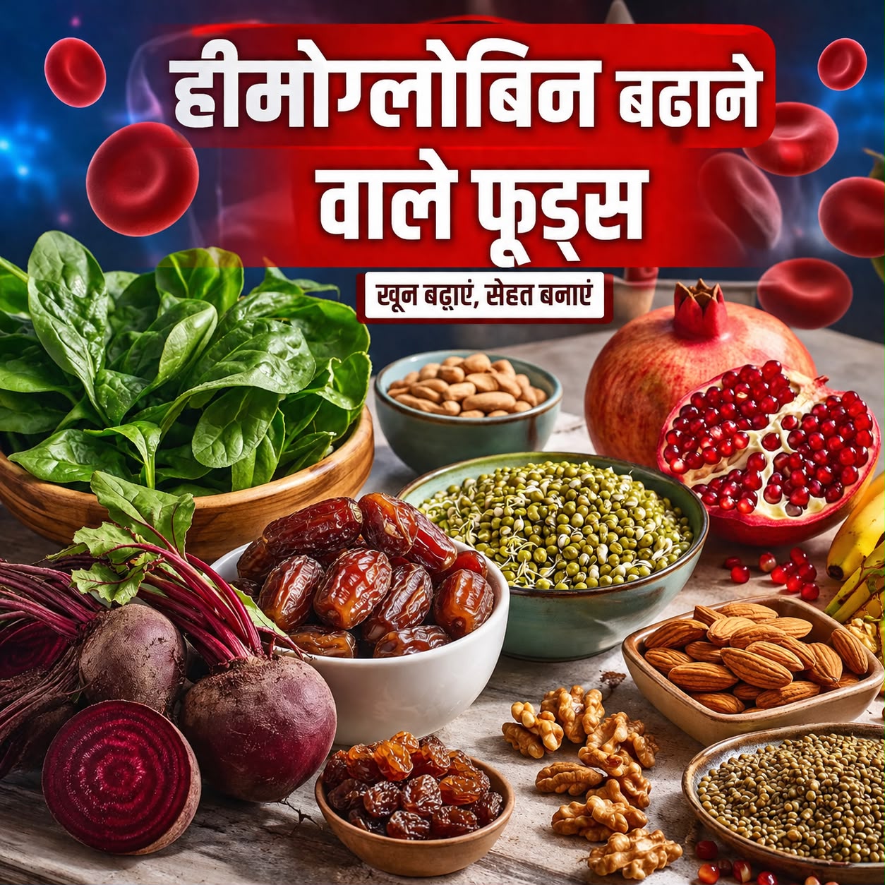 हीमोग्लोबिन बढ़ाने में मददगार हैं ये फूड्स, जानिए क्या खाएं