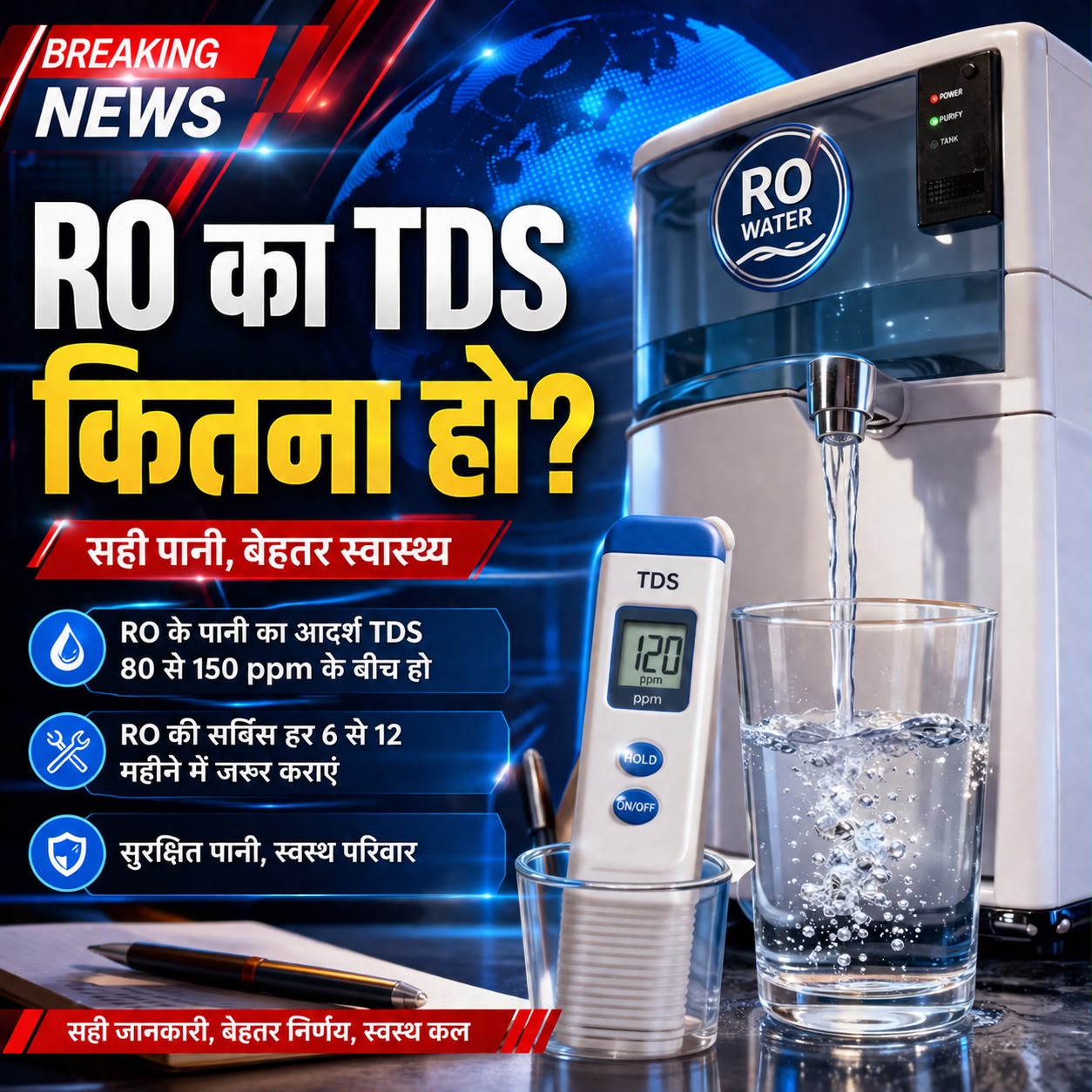 RO के पानी का TDS कितना होना चाहिए? जानिए सर्विस का सही समय