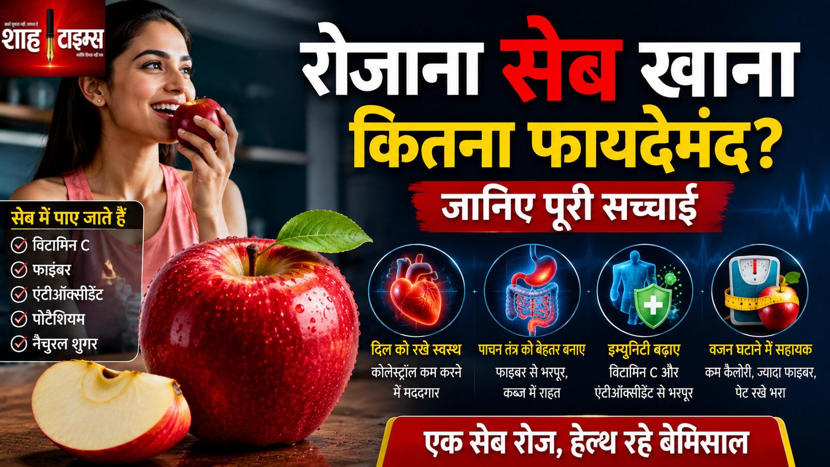 रोज़ाना सेब खाने से शरीर को मिल सकते हैं कई फायदे, जानिए पूरी सच्चाई