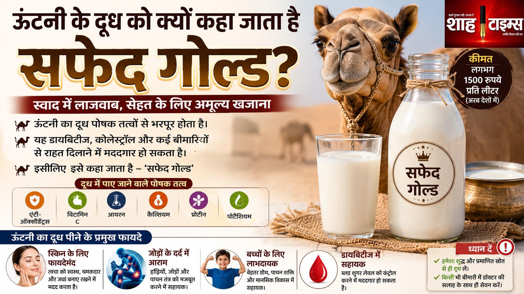 ऊंटनी का दूध क्यों कहलाता है ‘सफेद गोल्ड’? जानिए इसकी खासियत और वैज्ञानिक तथ्य