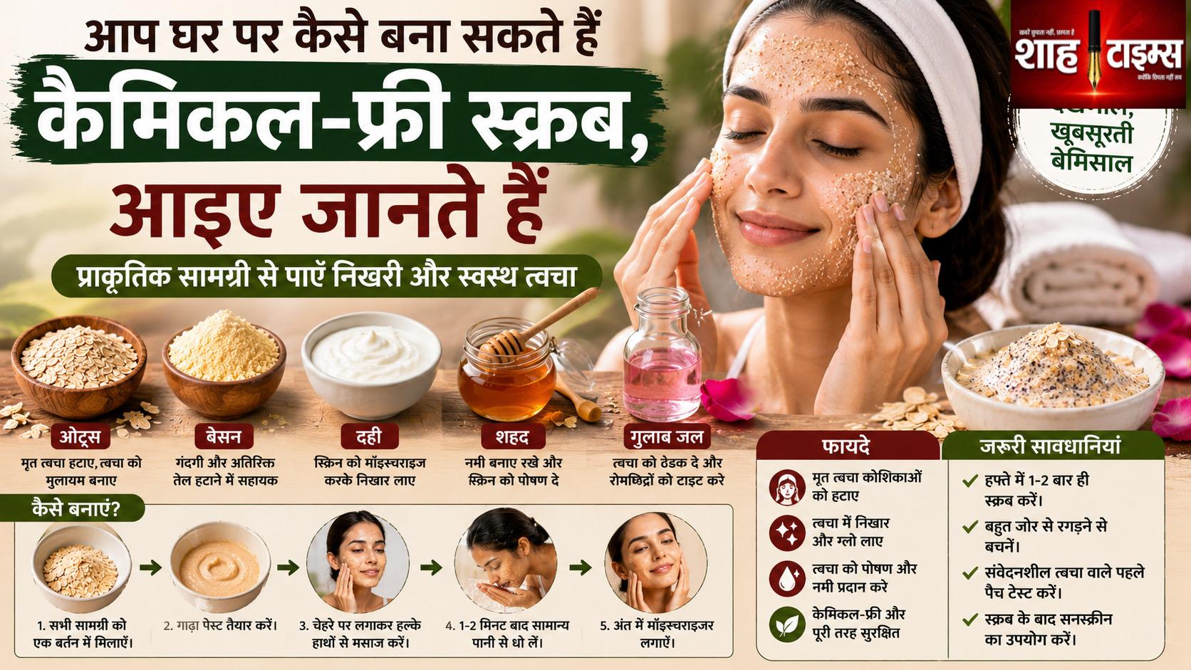 घर पर बनाएं कैमिकल-फ्री स्क्रब, जानिए त्वचा के लिए सुरक्षित और आसान तरीके