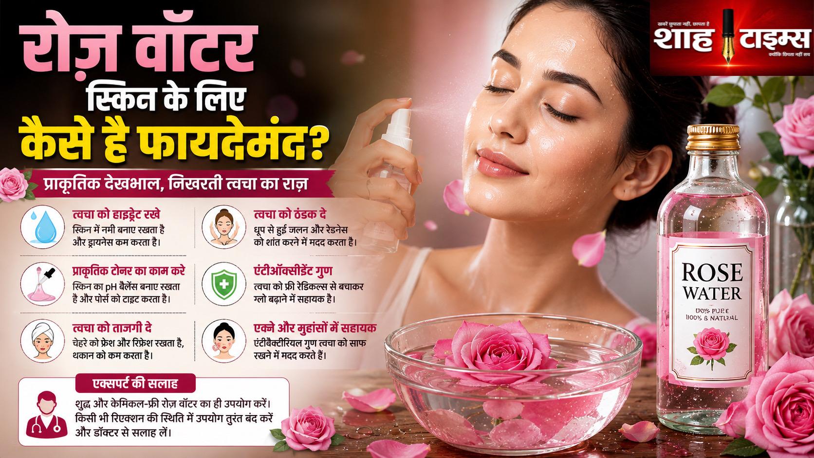 रोज़ वॉटर स्किन के लिए कितना फायदेमंद? जानिए क्या कहते हैं एक्सपर्ट्स
