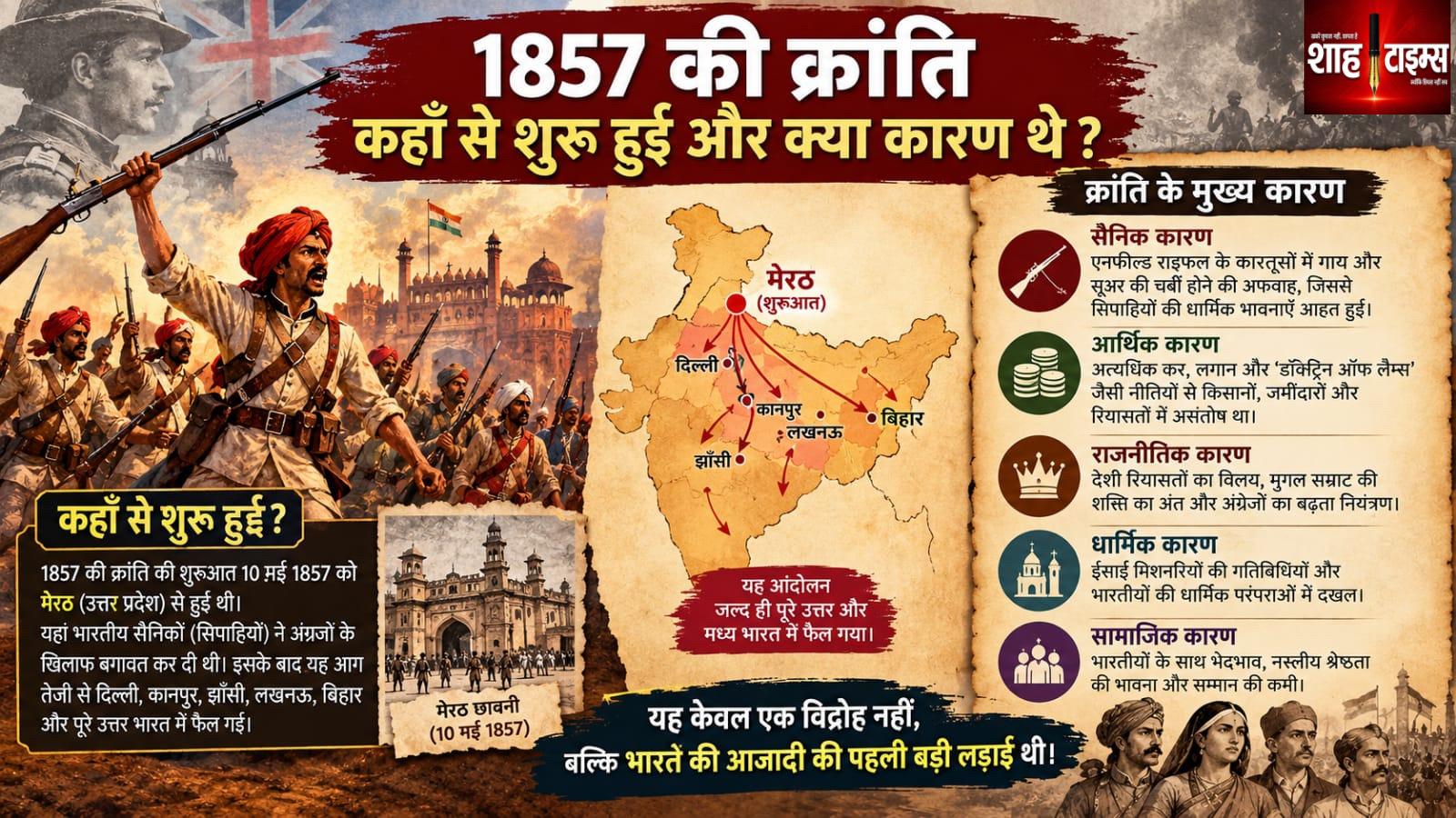 1857 की क्रांति की शुरुआत कहां से हुई और इसके पीछे क्या कारण थे? जानिए पूरी कहानी