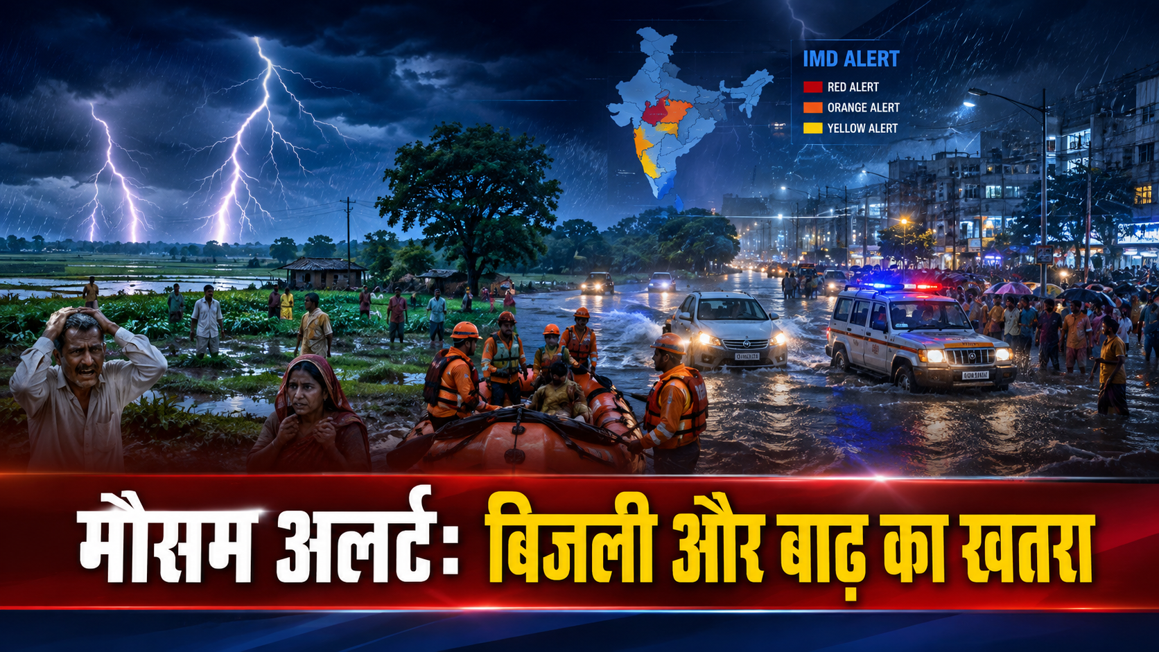 भारत मौसम अलर्ट: बिजली गिरने और बाढ़ का खतरा
