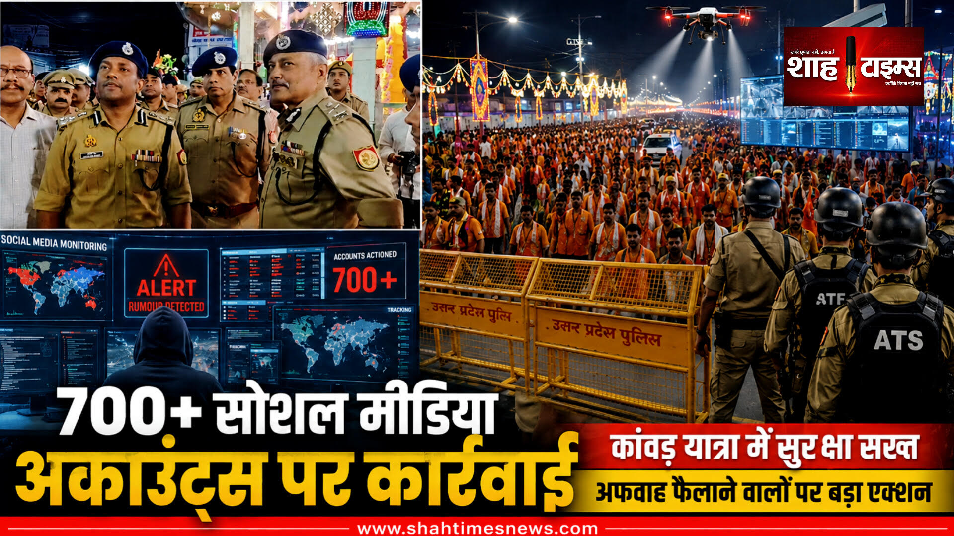 कांवड़ यात्रा सुरक्षा सख्त, अफवाह फैलाने वाले 700 से अधिक सोशल मीडिया अकाउंट्स पर कार्रवाई का दावा