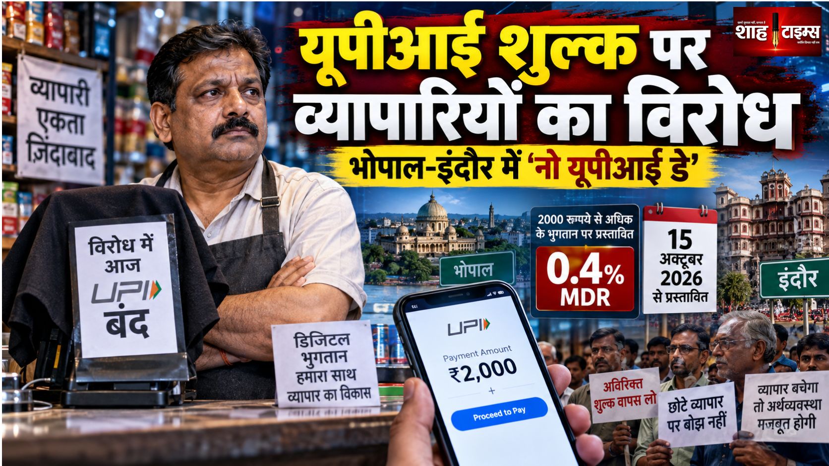 मध्य प्रदेश में ‘नो यूपीआई डे’, 2000 रुपये से ज्यादा भुगतान पर शुल्क के विरोध में व्यापारी