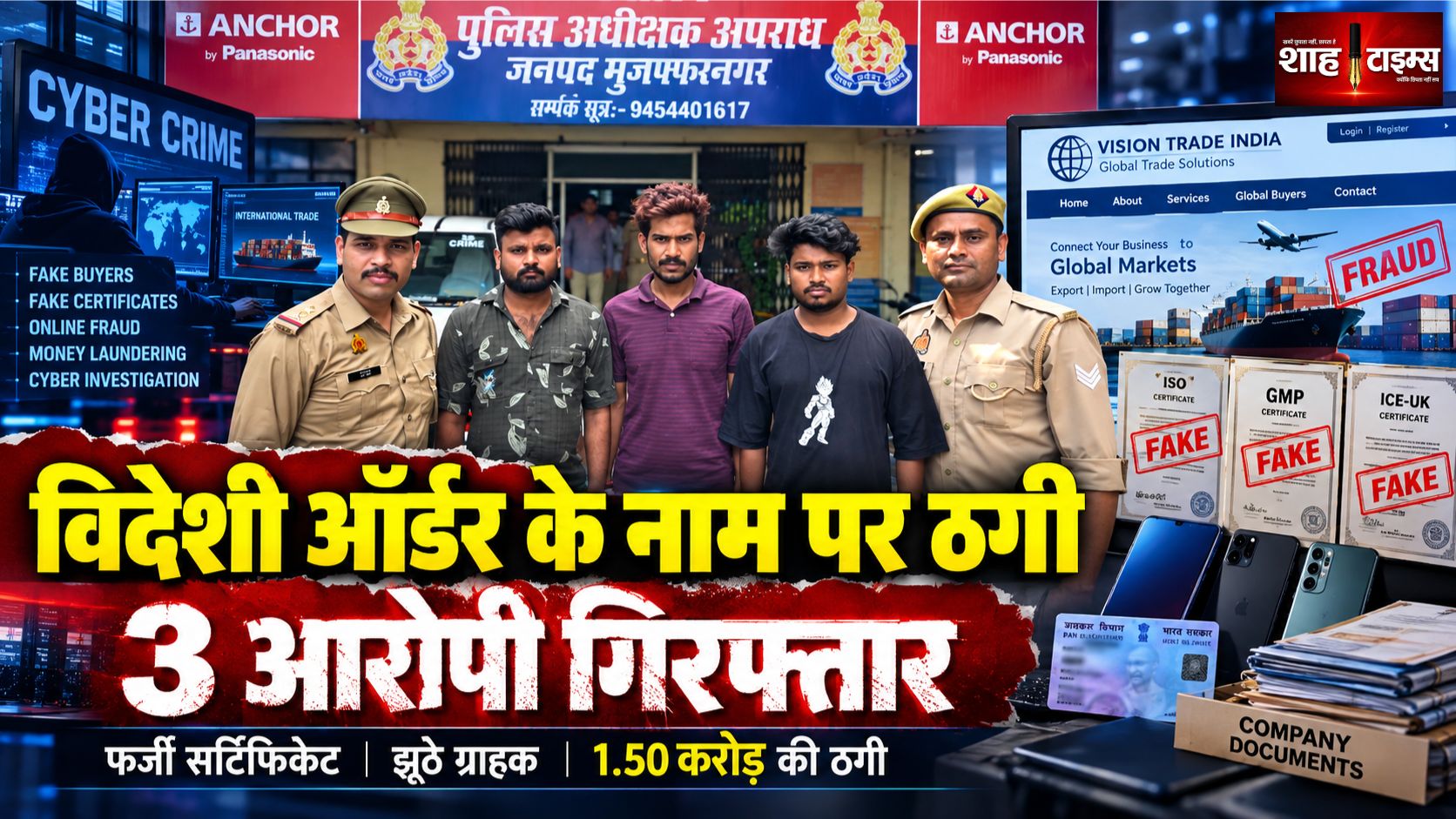 मुजफ्फरनगर में ‘विजन ट्रेड इंडिया’ के नाम पर करोड़ों की ठगी का खुलासा, 3 गिरफ्तार