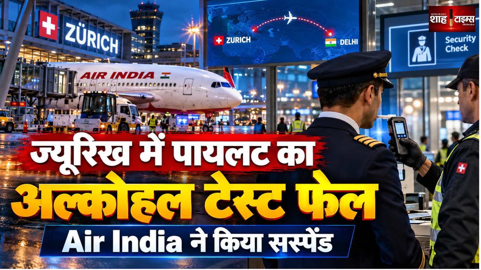 ज्यूरिख-दिल्ली उड़ान से पहले Air India पायलट अल्कोहल टेस्ट में फेल, सस्पेंड