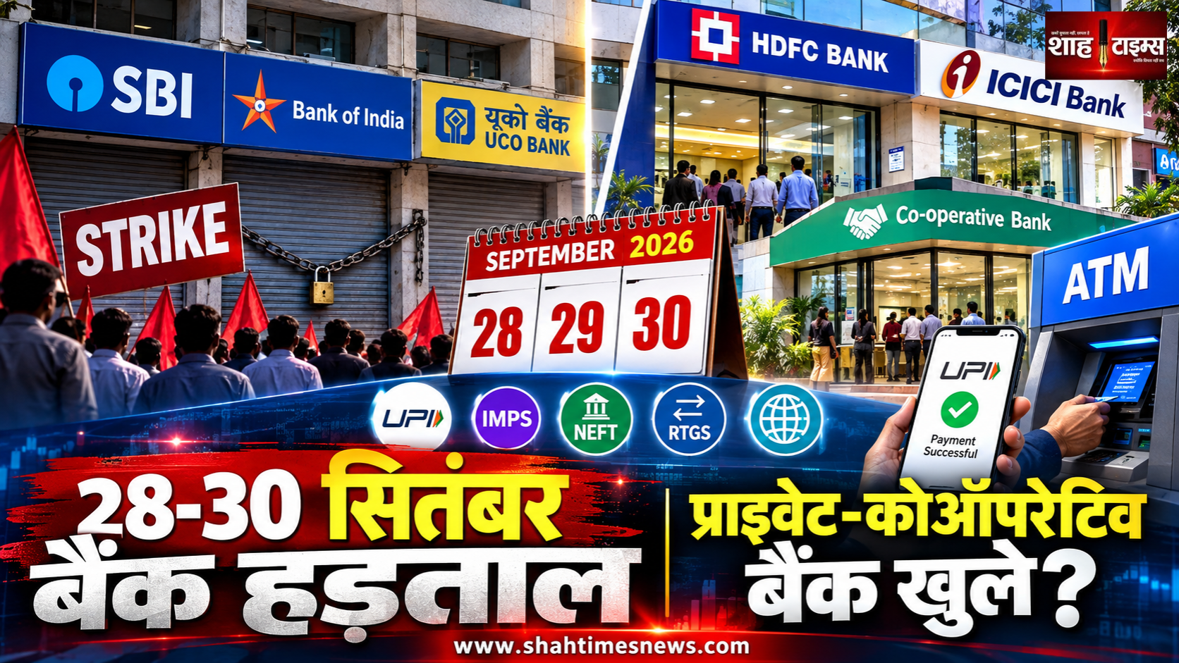 28 से 30 सितंबर तक बैंक हड़ताल, जानिए HDFC-ICICI और को-ऑपरेटिव बैंक खुले रहेंगे या नहीं