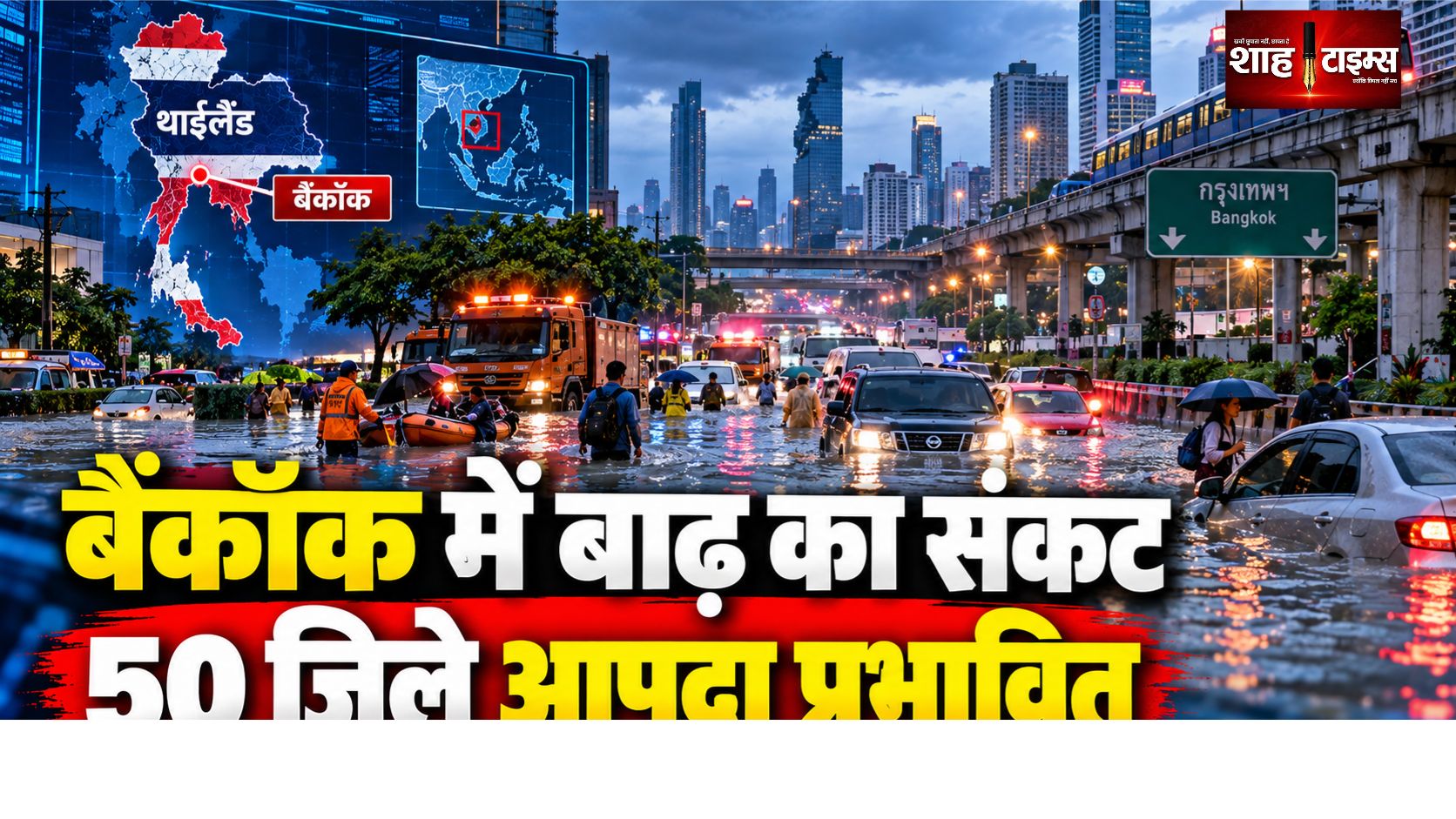 थाईलैंड की राजधानी में जलभराव गंभीर, बैंकॉक के 50 जिलों में आपदा घोषणा