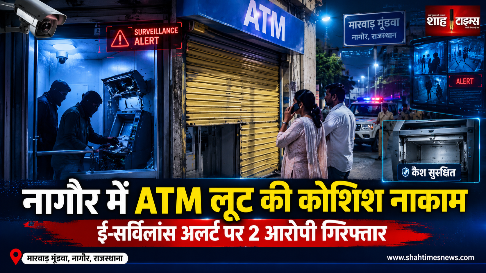 नागौर में ATM लूट की कोशिश नाकाम, ई-सर्विलांस अलर्ट पर पहुंचीं बैंक मैनेजर, 2 आरोपी गिरफ्तार